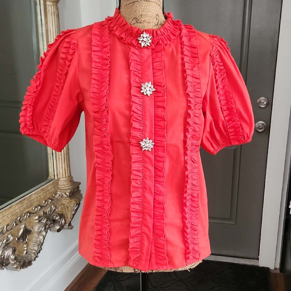 CQ By CQ Button Down 3 Jeweled Top